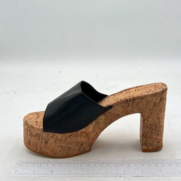 Cork High Chunky Heel Backless Mules for Women, Platform Open Toe Sandals - Picture 1 of 7
